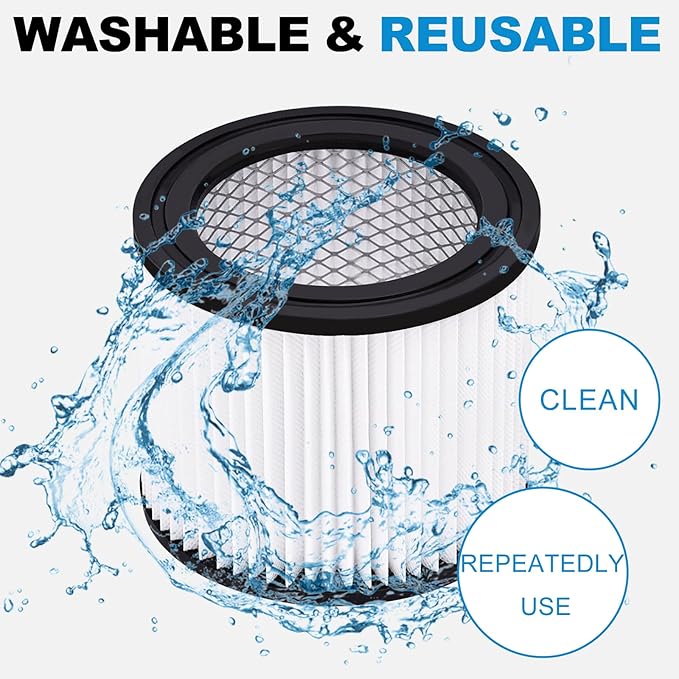 90398 Shop Vac Filters Replacement for Shop Vac Type AA Cartridge Filter 90398/118692, 9039800, 9039833(2 Pack), with 4 Foam - AquaVibe