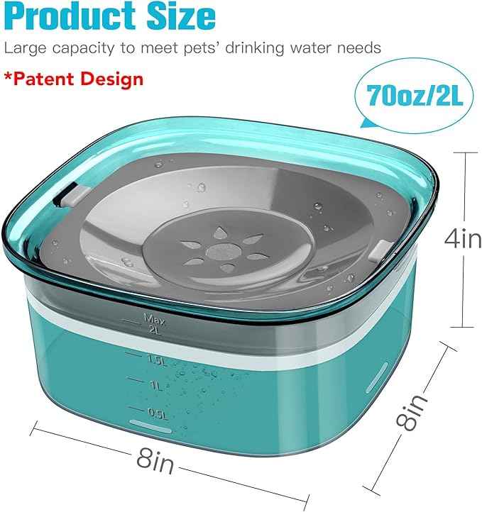 UPSKY 70oz Dog Water Bowl 2L No Spill Dog Bowls Large Capacity Spill Proof Slow Water Feeder, No Splash Dog Bowl Pet Water Dispenser Vehicle Carried Travel Slow Drinking Bowls for Messy Drinkers, Cats