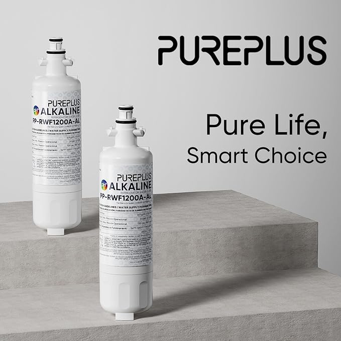 PUREPLUS Alkaline 9690 Replacement for Kenmore Elite 469690, LG LT700P, RFC 1200A, ADQ36006102, ADQ36006101,LFX28968ST,LFXS29626S,LFXS30766S,LFX31925ST,PL-500,RWF1052, Refrigerator Water Filter, 2Pack
