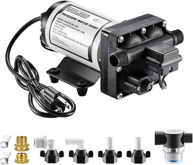 WASSERMANN RV Water Pumps Pressure Pump 115V AC with Pressure Switch, Self-priming Water Pump 5.0GPM 55PSI, Fresh Water Pump for RV Kitchen Barthroom Marine Yacht Garden Diaphragm Pump