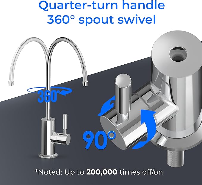 Waterdrop Filtered Water Faucet, Drinking Water Faucet, Reverse Osmosis Faucet, RO Faucet, RO Water Faucet, Water Filter Faucet for Kitchen Sink, Stainless Steel, Lead-Free, Polished Chrome