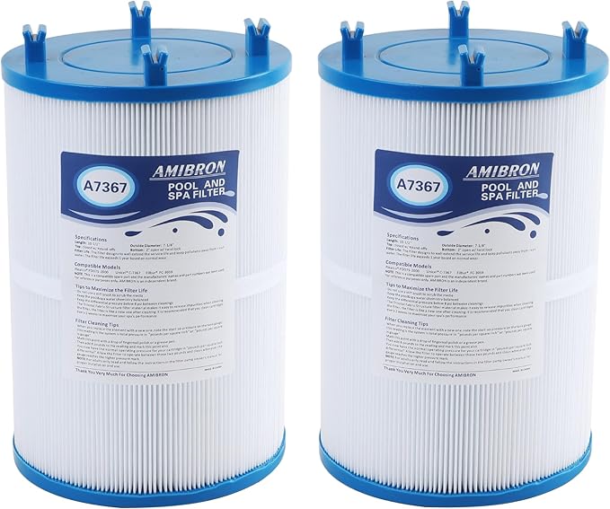 C-7367 Dimension One Spa Filter, Compatible with PD075-2000, Dimension One 1561-00, FC-3059, 70759, Replaces XLS-7005, Aladdin 17541, Baleen AK-60035, 75 sqft Hot Tub Filter 2 Pack - AquaVibe
