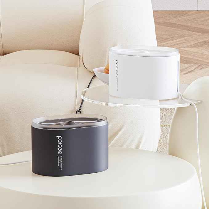 Automatic Pet Water Fountain 2.5L Capacity Water Dispenser, Ultra-Quiet Pump, Multi-Filtration System, BPA-Free Material for Cats, Easy to Clean and Assemble S1 Lite Grey