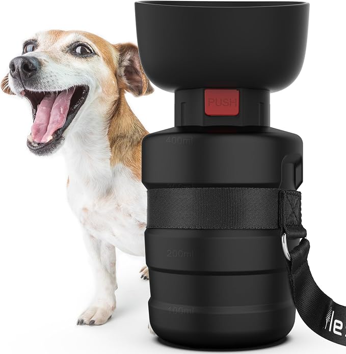 Lesotc Dog Water Bottle, Portable Water Dispenser with Bowl, Leak Proof Pet Travel Squeeze Bottle, Puppy Essentials Dog Stuff Accessories for Outdoor Walking, Hiking, Camping - AquaVibe
