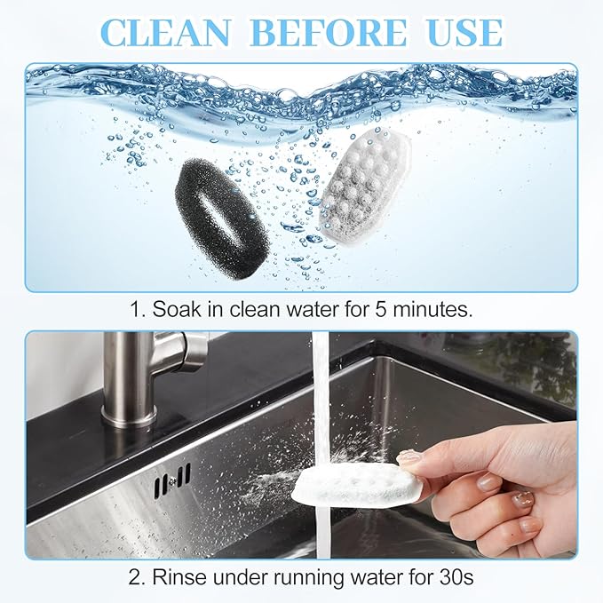 8 Pcs Cat Water Fountain Replacement Filters & Pre-Filter Sponges for Rellaty Neareal 108oz/3.2 Stainless Steel Pet Water Fountain Automatic Pet Fountain with Water Level Window