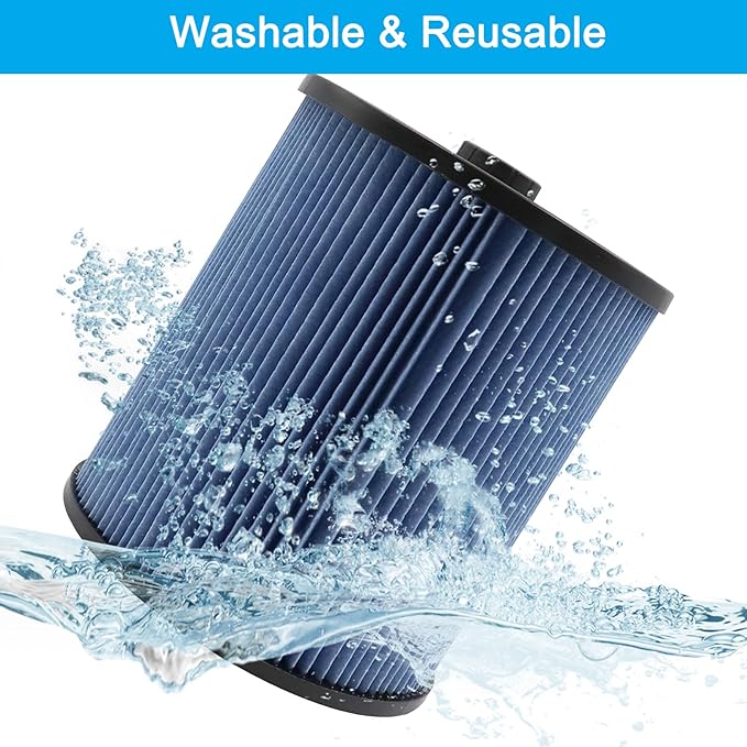 MZY LLC 2 Pack 17907 Cartridge Filter for Craftsman Shop Vacs 5 to 20 Gallon, 3-Layer Pleated 9-17907 Wet/Dry Fine Dust Filter - AquaVibe