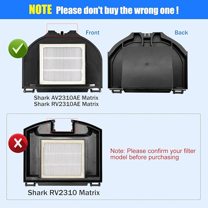 RV2310AE Replacement Parts for Shark AV2310AE/RV2320S/UR2350AE/RV2300S Matrix Robot Vacuum 2 Roller Brushes, 6 Side Brushes, 2 HEPA Filters, 2 Foam & 2 Sponge Filters, 1 Main Brush Cover-15 Pack - AquaVibe