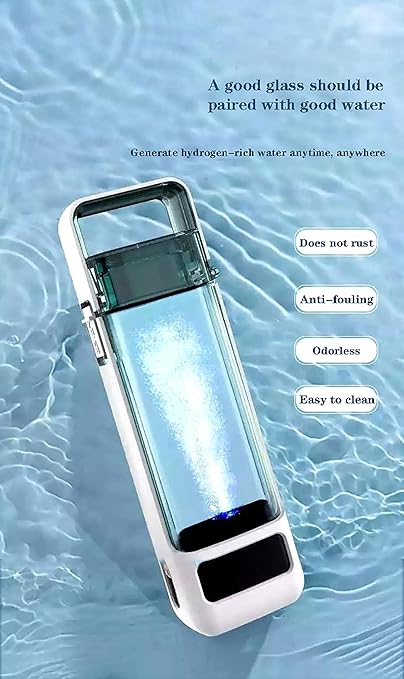 Portable Hydrogen Rich Water Cup, New Technology Hydrogen Water Bottle, USB Rechargeable Electrolysis Glass Health Cup, Up to 1000-1350PPB