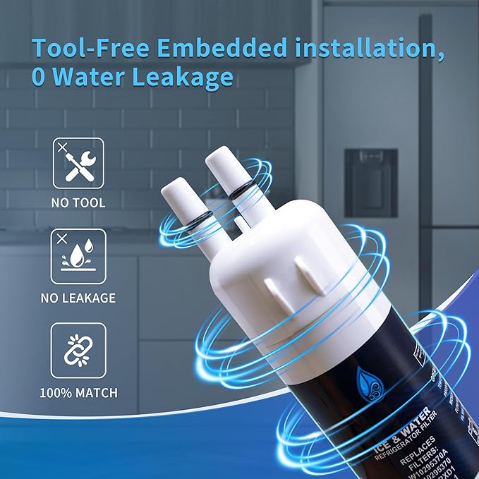 For W10295370A Water Filter Replacement Goods Accessories, Compatible With EDR1RXD1, Filter 1, W10295370, 46-9930,46-9081, P8RFWB2L, P8WB2L, P4RFWB, P5WB2L (Pack of 3) - AquaVibe