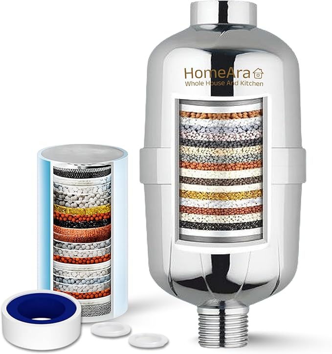 15-Stage Hard Water Filter Replacement Cartridge for Shower & Tap - Reduces Chlorine, Scale & Heavy Metals - Softens Water for Skin & Hair - Non-Electric Easy Install