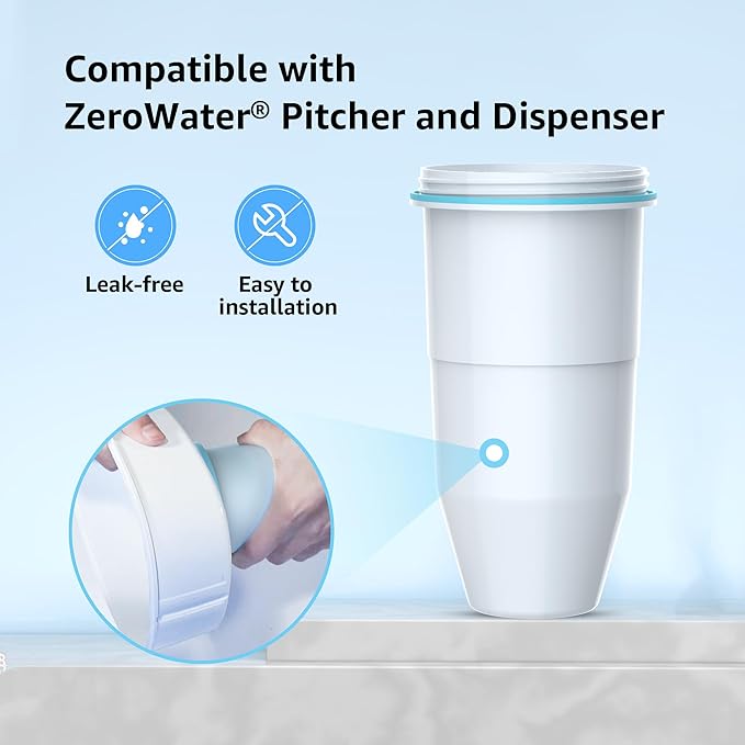 AQUA CREST NSF/ANSI 53 Certified 6-Stage Replacement Water Filters, Replacement for ZR-017 Pitcher Filters and Dispenser Filters, Reduce TDS, Lead, PFOA/PFOS, Chlorine, Bad Taste and Odor,4Packs
