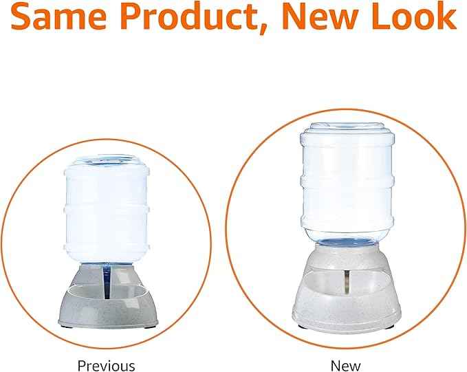 Amazon Basics Gravity Pet Water Dispenser for Cat,Dog,1 Gallon Capacity,Small,Gray,(Pack of 4)
