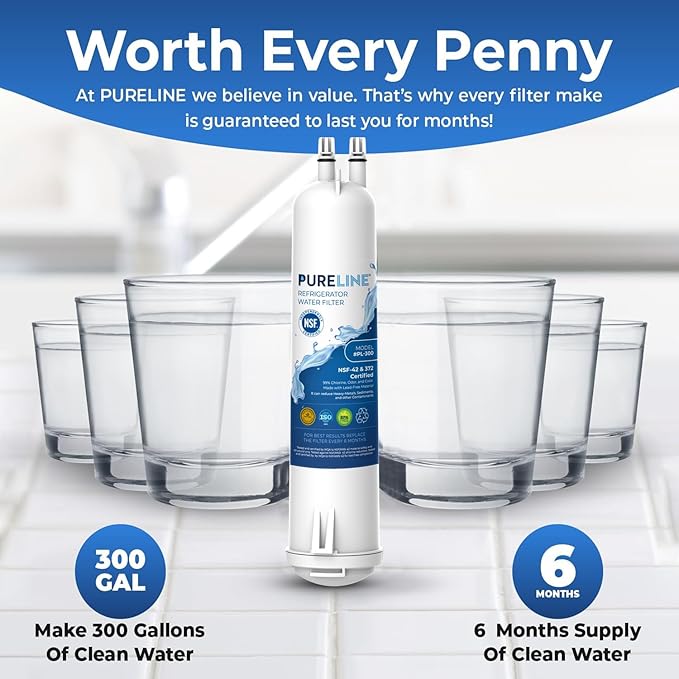 Pureline Replacement for Everydrop® Filter 3, EDR3RXD1, 4396710, 4396841 Water Filter, Kenmore® 46-9083, 46-9030 Refrigerator Water Filter (3 Pack)