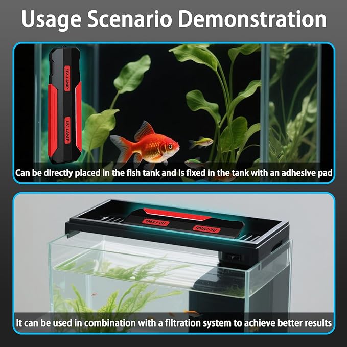Aquarium Clean Light,22W UV Double Tube Sanitizer Clean Light with Timer, Fish Tank Aquarium Water Cleaning Algae Removal Lamp for Ornamental Fish Tanks, Large Aquariums