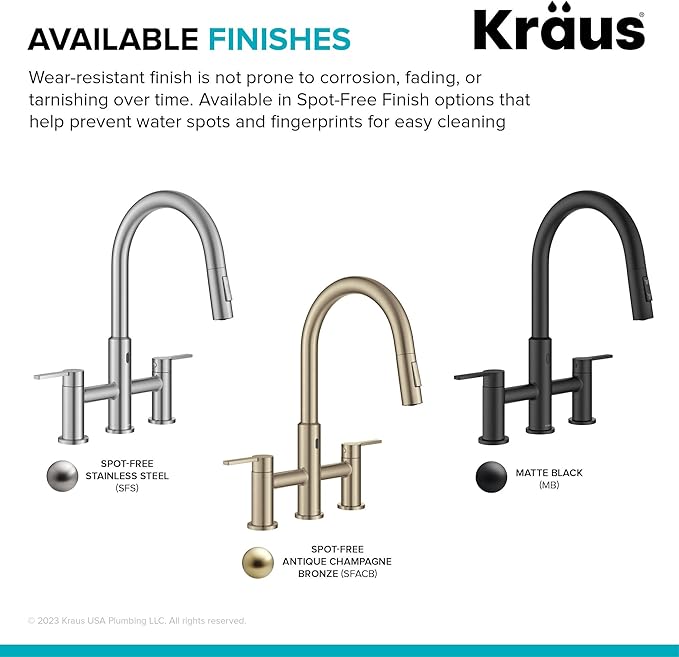 KRAUS Oletto Touchless Sensor Bridge Kitchen Faucet with Pull-Down Sprayhead in Spot-Free Antique Champagne Bronze, KSF-3122SFACB