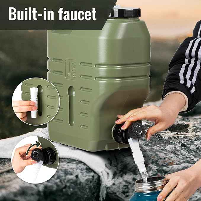 3.2 Gallon Camping Water Jug with Spout, No Leakage Food Grade Camping Water Tank with Spigot for Picnic, BBQ Supplies