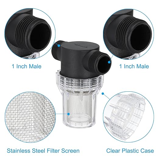 PATIKIL 1 Inch Male in-Line Strainer with 40 Mesh Stainless Steel Filter Screen Water Pump Filter for Garden Irrigation Pressure Washer Inlet