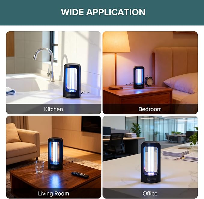 SANSI 42W UV Light Sanitizer with Remote Control Timer, 99.9% UVC Lamp 254nm Wavelength, Portable Ultraviolet Light for Bedroom Hotel Kitchen Bathroom Cleaning- Ozone Free