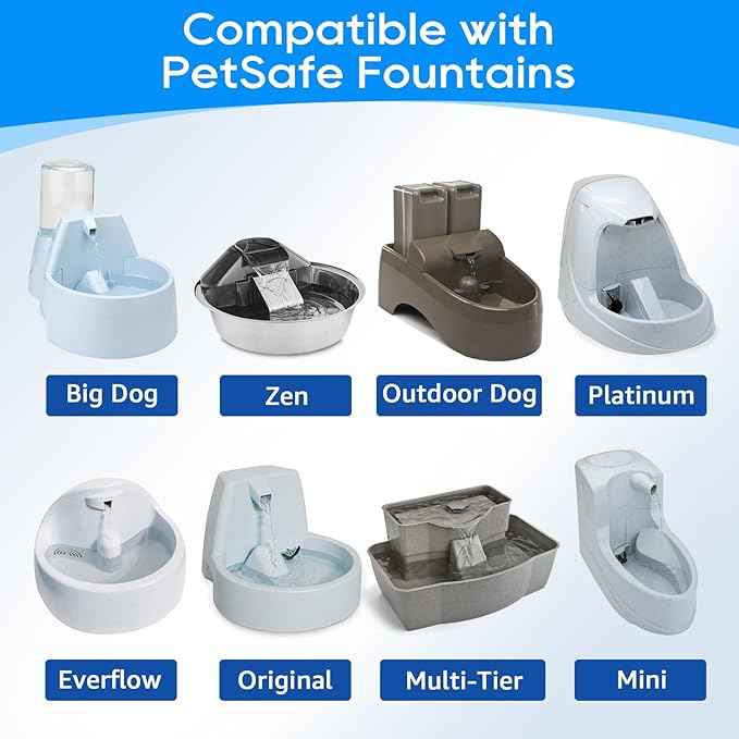 Cat Water Fountain Filter Replacement, 2-Chamber Pet Fountain Filters for Drinkwell Pet Fountain, Charcoal Dog & Cat Water Filter, 8PCS Replacement Carbon Filters for Petsafe Water Fountain