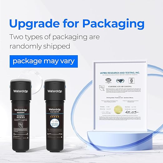 Waterdrop 10UB-B Under Sink Water Filter, Reduces PFAS, PFOA/PFOS, Lead, Chlorine, Bad Taste, NSF/ANSI 42 Certified, 11K Gallons, Easy Installation, Black Faucet