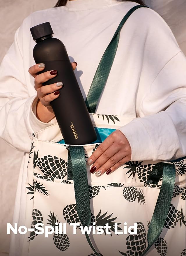 Opard Slim Pro Water Bottle 32oz, Plastic Water Bottle BPA-Free, Facetted Rubberized Grip-Texture Monocap, Leakproof Screw Top, Charcoal Black, Reusable for Travel School Sport Gym Hiking