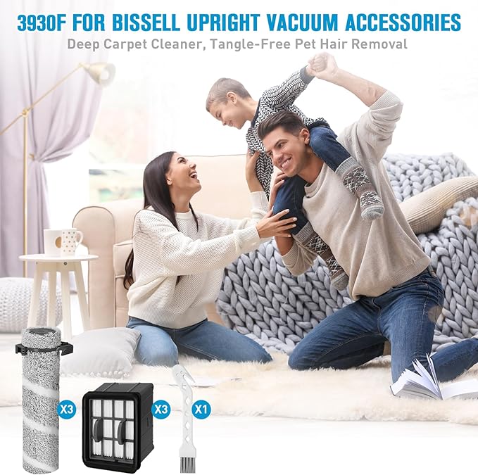 7 Pack Brush and Filter Replacement Kit Compatible with Bissell Cross Wave Omni Force Edge Cordless Wet Dry Vacuum 3930F/3933/V2/3999Z, High-Performance Multi-Surface Hard Floor Cleaner Accessories - AquaVibe