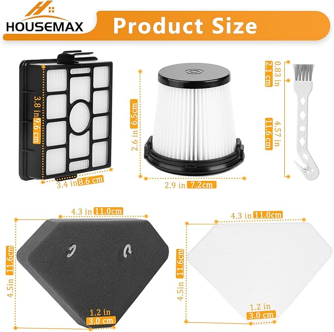 HOUSEMAX BU3521 HEPA Filter Replacement Kit，Compatible with Shark BU3120 BU3521 BU3523 Cordless Stick Vacuum,Compare to XFBU3000, XPRFIW1000 - AquaVibe