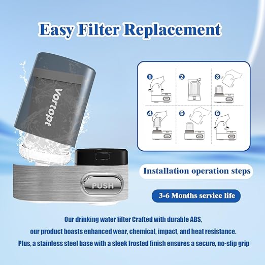 Advanced Sink Faucet Filter, 360 ° Rotary Faucet Water Purifier, NSF Certified Level 5 Filtration, Compatible with 99% of Faucets. (Black-T6-UF)