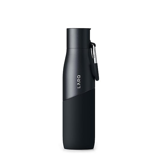 LARQ Bottle Movement Filtered - Lightweight Non-Insulated Stainless Steel Water Bottle BPA Free with Nano Zero Technology and Long-Lasting Filters, Black/Onyx, 24oz