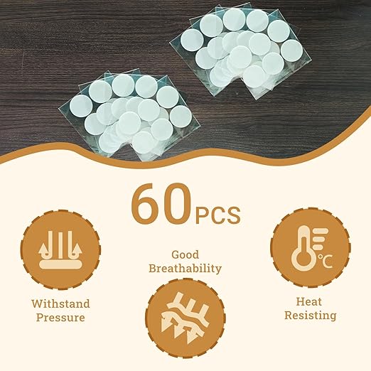 Monotub Adhesive Filter Discs, 60 PCS 2.5" Monotub Filter Disks for Mushroom Growing Growth Filter Supplies, Synthetic Adhesive Filtration Pads Compatible with Mushroom Mono Tub-2mm Thick