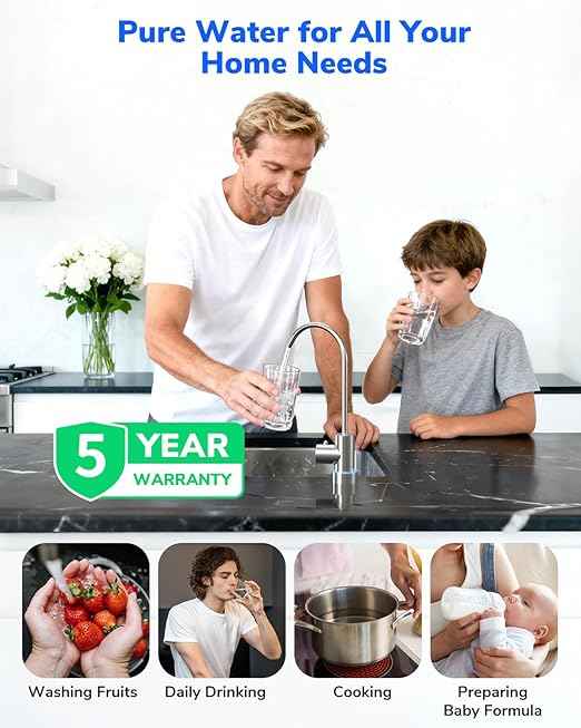 Ecoviva Reverse Osmosis Water Filter Under Sink System - E6 600GPD Tankless RO, 5" Ultra-Thin Design for Small Spaces 9-Stage Reduces TDS & Softens Water - Ideal for Apartment, Kitchen & Dormitory