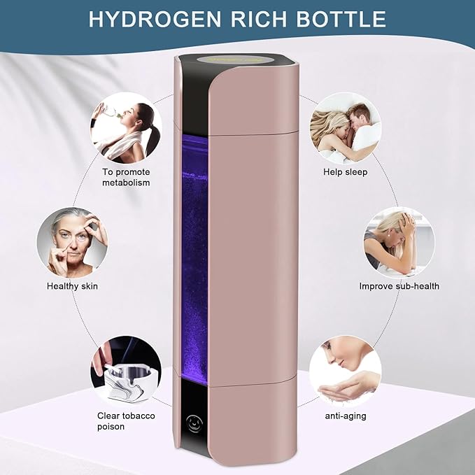 3-in-1 Portable Hydrogen Water Maker, Up to 3000PPB, 350ML Hydrogen Water Generator, with Inhaler, USB Rechargeable, Anti-Oxidation and Anti-Aging