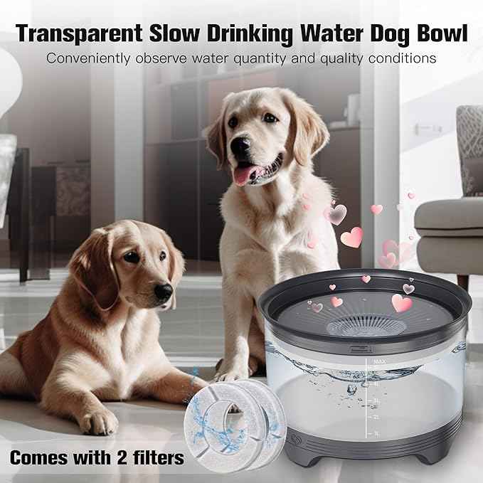 UPSKY 5.5L Dog Water Bowl,186oz Large Capacity, No Spill Anti-Slip Slow Drinking Pet Feeder for Messy Drinkers