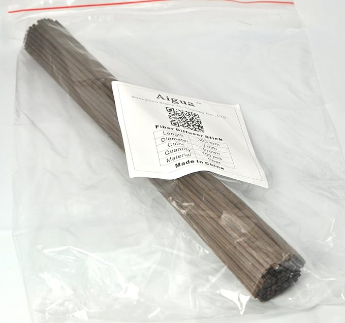 100 Pieces Fiber Reed Diffuser Replacement Refill Sticks (12" x 3mm, Brown) - AquaVibe