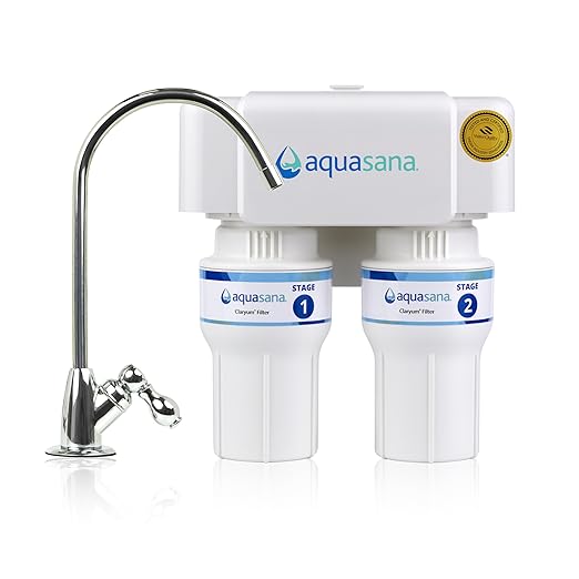 Aquasana Under Sink Water Filter | 2-Stage Filtration | Reduces up to 99.99% of PFAS, Lead, Chlorine, Cysts, & More | Under Counter Drinking Water Filter | Chrome Faucet | AQ-6200-CHR