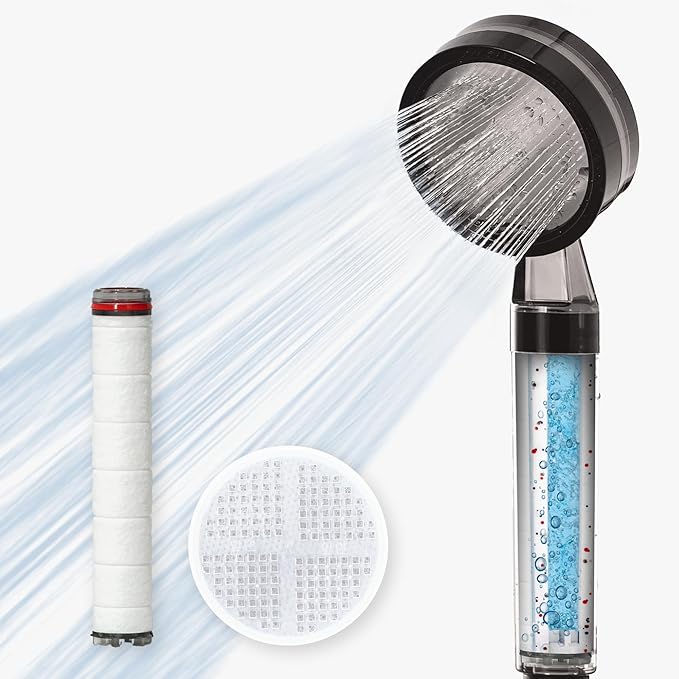 Visible Filtered Shower Head Carbon & Sediment Dual Filter with High Pressure NSF Certified Korea | Filtration System, Removes Chlorine | Good for Dry skin & Hair, Travel, RV, Bathroom