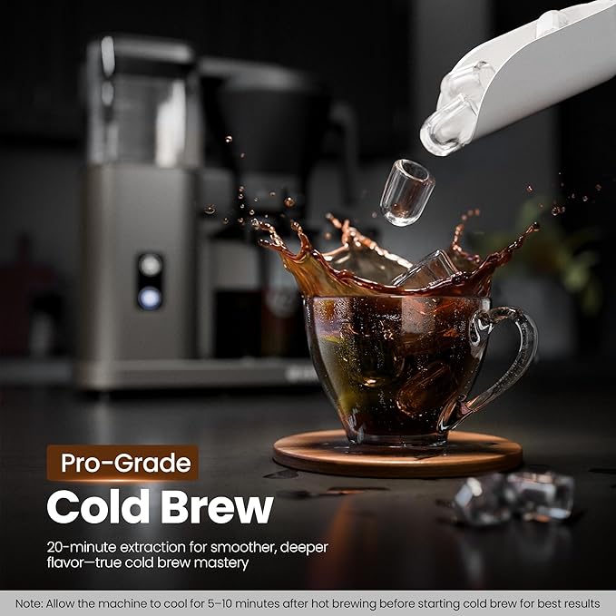 Kismile 8 Cup Drip Coffee Maker Machine, Pour Over Coffee Brew with 3s Instant Heat 197-205℉, Removable Water Tank, Adjustable Flow Control, Deep Cold Brew & Keep Warm 40 Min(Light Grey)