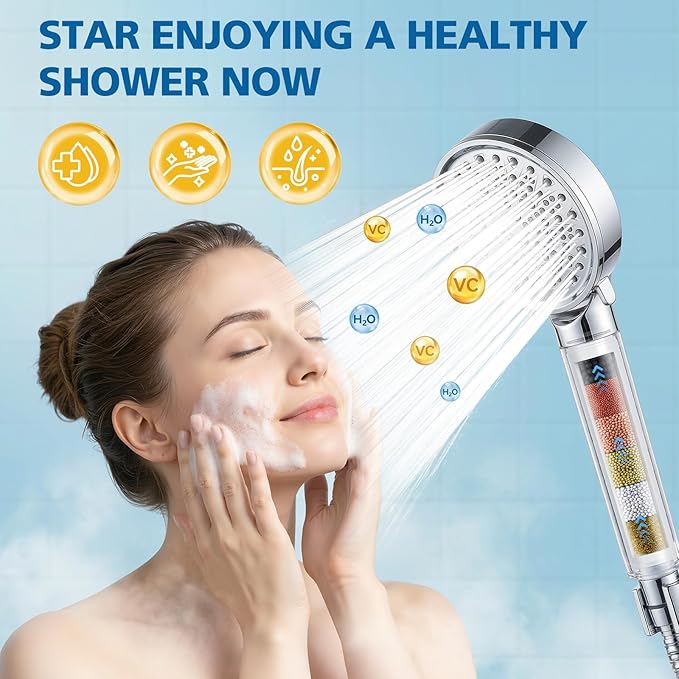 Shower Filter Compatible with Cobbe Handheld Shower Head, Water Filter for Water Softening, 6 Stage Replacement Filter with High Efficiency Filtration for Hard Water Chlorine Harmful Substance, 4 Pack