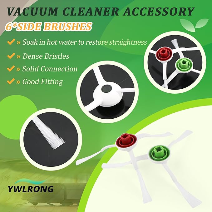 Replacement Parts for ECOVACS DEEBOT T20 Omni/T20 Max/ T20 Pro /T20e Omni Accessories Kit with 1 Rubber Brush,4 Dust Bags,4 Hepa Filters,4 Mop Pads,6 Side Brushes Vacuum Cleaner Set Accessories - AquaVibe