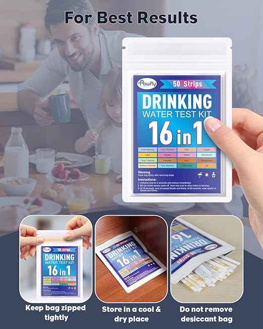 Pawfly 16 in 1 Drinking Water Test Kit, 50 Strips for Tap Water Well Swimming Pool Aquarium Spa, Home Water Quality Test Strips for pH Hardness Chlorine Lead Iron Copper Nitrate Fluoride & More