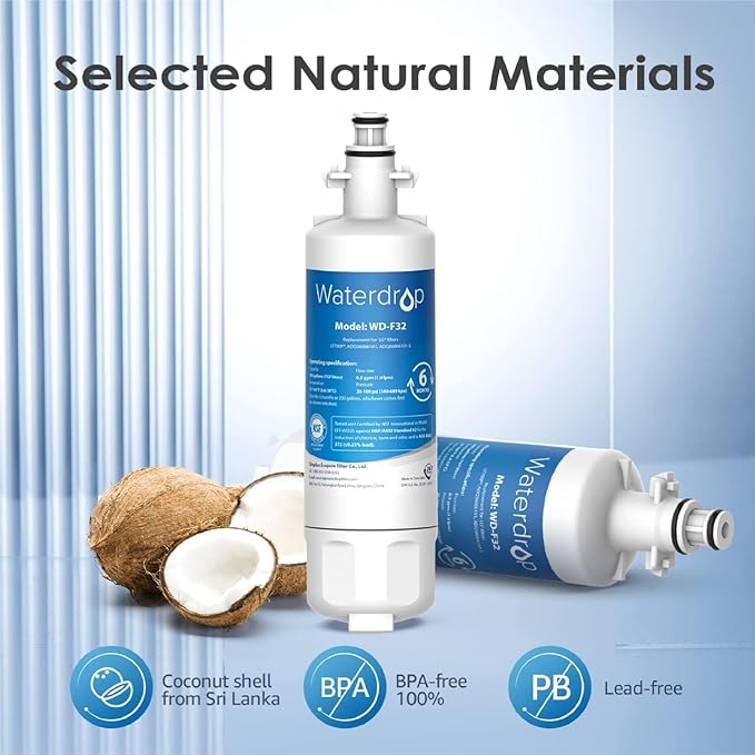 Waterdrop ADQ36006101 Replacement for LG® LT700P®, Kenmore 469690, 9690, FML-3, ADQ36006102, ADQ36006101-S Refrigerator Water Filter, 3 Filters