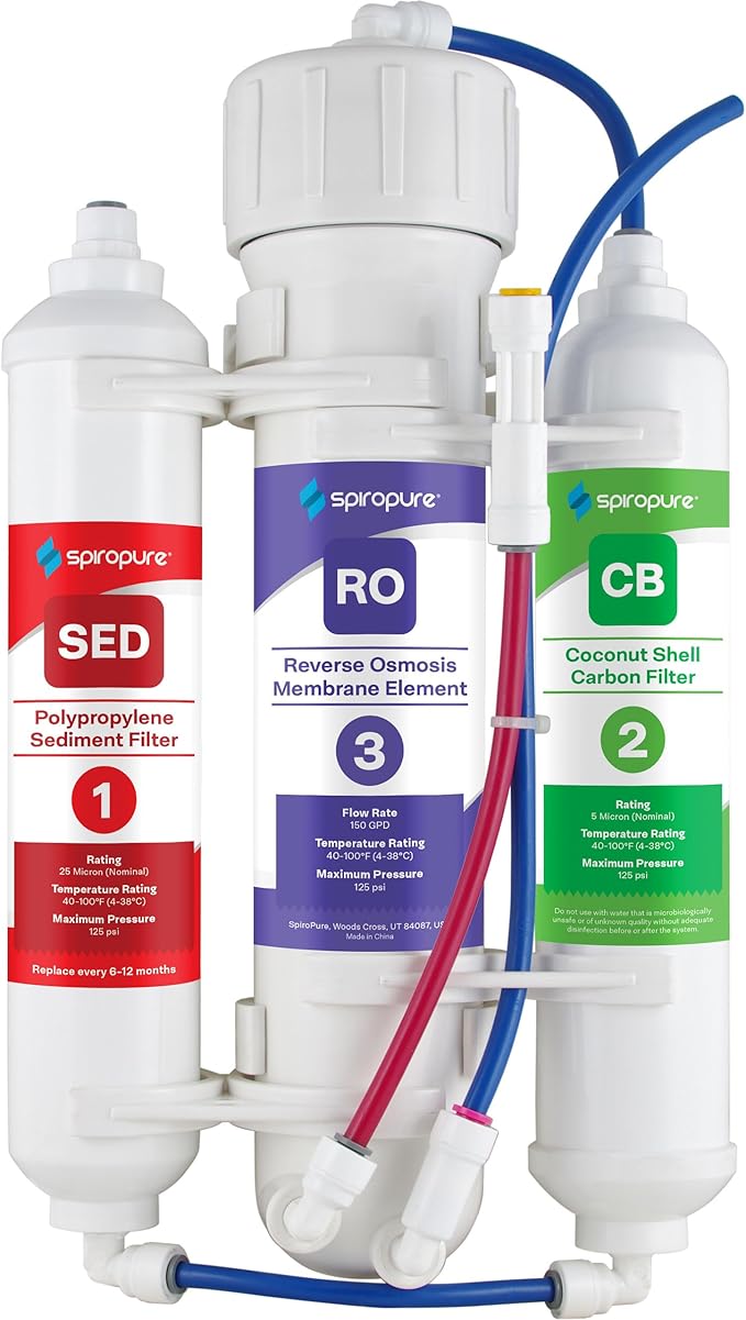SpiroPure SP-RO300AQ Portable RO Water Filter System Apartment RO, 150 GPD 3-Stage Countertop Reverse Osmosis for Drinking Water, Tankless Small Reverse Osmosis System