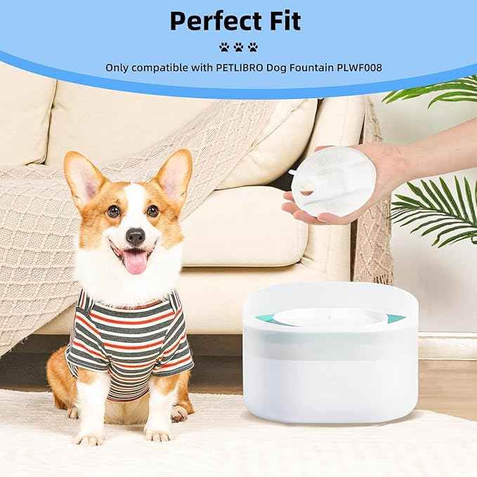 16 Pack Dog Fountain Replacement Filters Compatible with Petlibro Capsule PLWF008, 8 Months Supply of Filter Accessories for Dog Water Fountain Dispensers