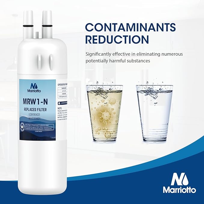 MARRIOTTO EDR1RXD1 Refrigerator Water Filter Compatible with Whirlpool W10295370A, WHR1RXD1, KAD1RXD1, Filter 1, W10295370, P4RFWB, P8RFWB2L, 46-9930, 46-9081 Refrigerator Water Filter, Pack of 3 - AquaVibe