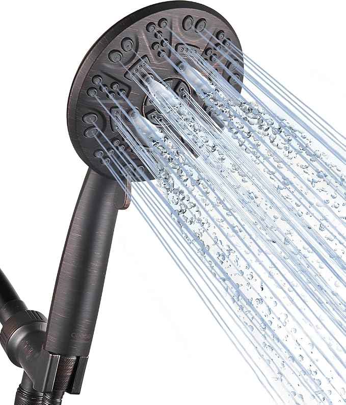 Cobbe 8 Functions Shower Head with handheld, High Pressure Shower Head Set with Hose Adjustable Bracket Rubber Washers (Oil Rubbed Bronze)