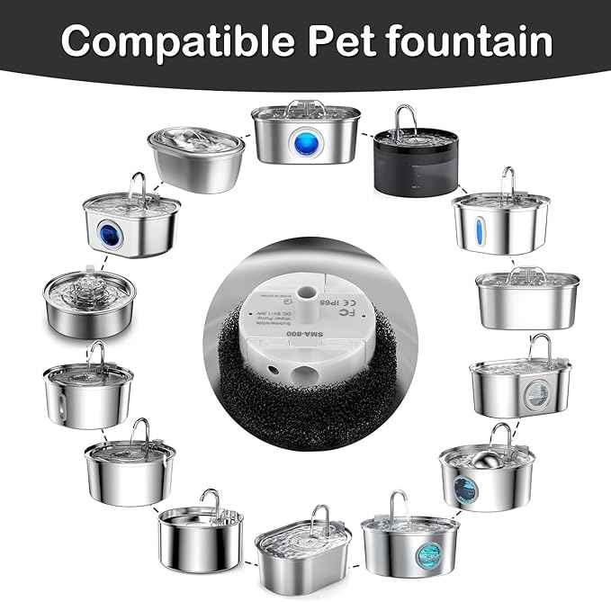 Cat Water Fountain Pump,Cat Fountain Pumps Replacement SMA-800 Submersible Motor,Pet Water Fountain Pump for Stainless Steel Cat Water Dispenser (Pump)