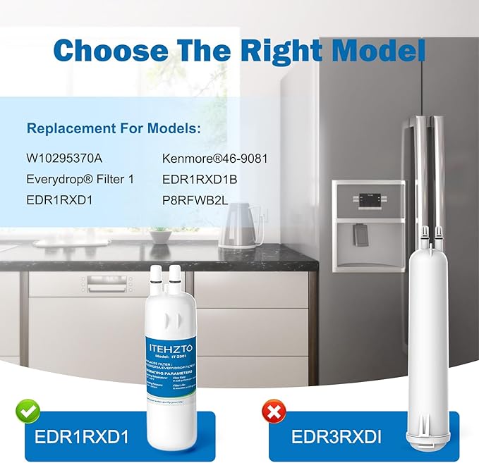 Replacement for EDR1RXD1, W10295370A, Compatible with Kenmore® 46-9081, 46-9930, P4RFWB, P8RFWB2L, Pack of 3 - AquaVibe