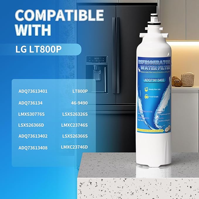 ADQ73613401 Replacement for LG LT800P, LT800PC, ADQ736134, ADQ73613402, Kenmore 9490, Kenmore 46-9490, Replacement Water Filters, Pack of 4 - AquaVibe