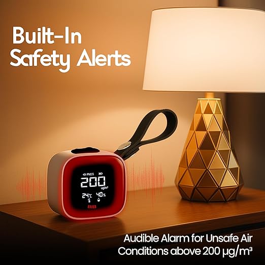 ORB 3-in-1 Air Quality Monitor – Portable Indoor Air Quality Meter for PM2.5, Temperature & Humidity | Smart Air Quality Tester for Home, Office, Bedroom, Travel