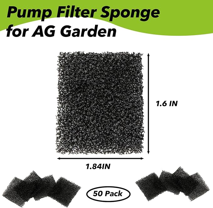 50-Pack Pump Filter Sponge Replacement Made for Aerogarden Filter Sponges, Cost-Effective and Well Compatible with Aerogarden Filter, Harvest, Bounty, Farm, Extra, Ultra All Models